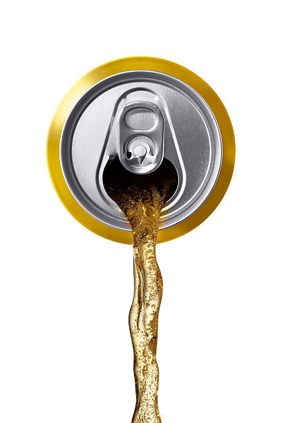 beer can of beer being poured, front view drink can photos stock pictures, royalty-free photos & images