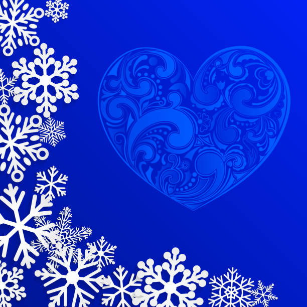 istock Christmas background with big heart and snowflakes 496198372
