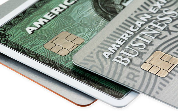 Cartões American Express EMV Chip - fotografia de stock