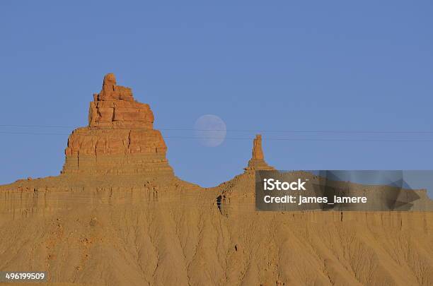 Sunset Full Moon Rising Over Red Rock Ridge Stock Photo - Download Image Now - Blue, Cable, Colorado