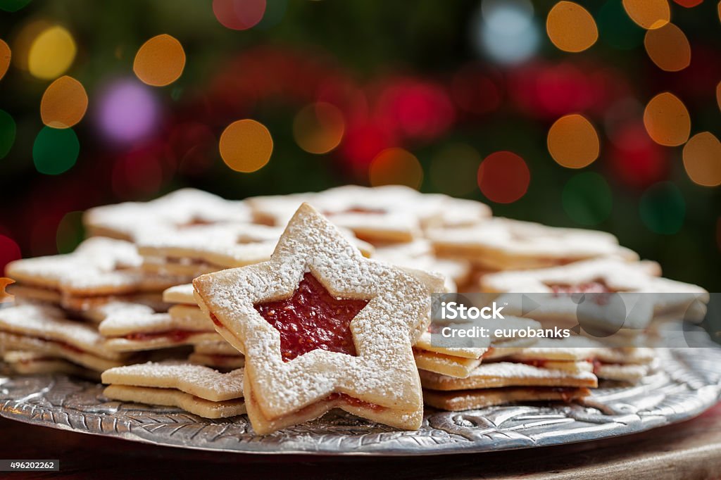 Teller Weihnachten Kekse in lights - Lizenzfrei Keks Stock-Foto