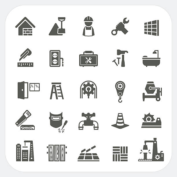 illustrazioni stock, clip art, cartoni animati e icone di tendenza di set di icone di costruzione - under construction icon