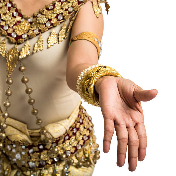 istock Female hand of Apsara dancer isolated on white background 496209216