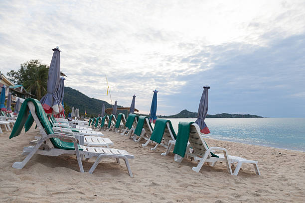 istock Chairs and umbrellas on the beach 496209334