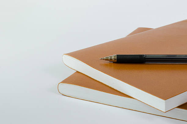 istock The Leather Cover Notebook and Pen On White Background. 496209380