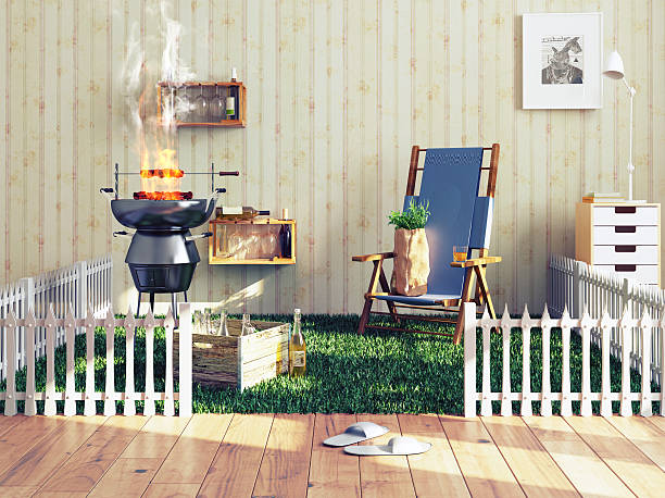 overhead view on family sitting around wooden table with raclette grill