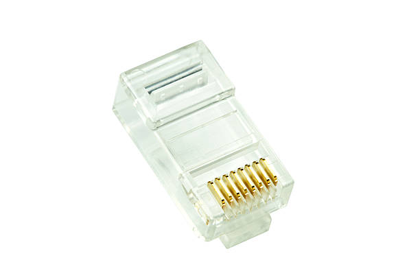 spina rj45 - network connection plug rj45 cable bandwidth foto e immagini stock