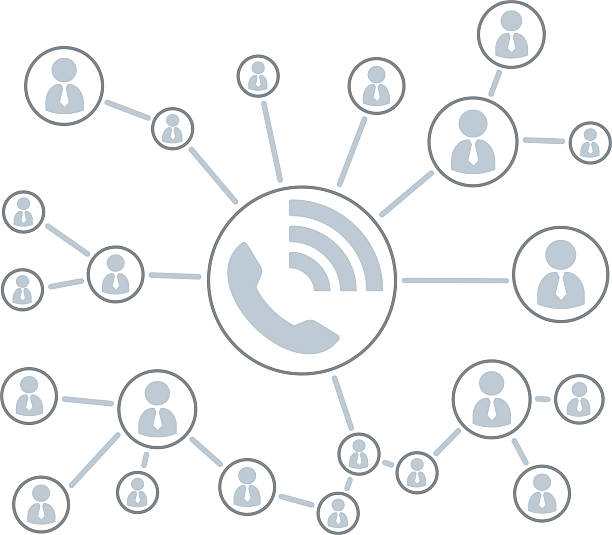 Telephone connections, contacts, marketing scheme vector art illustration