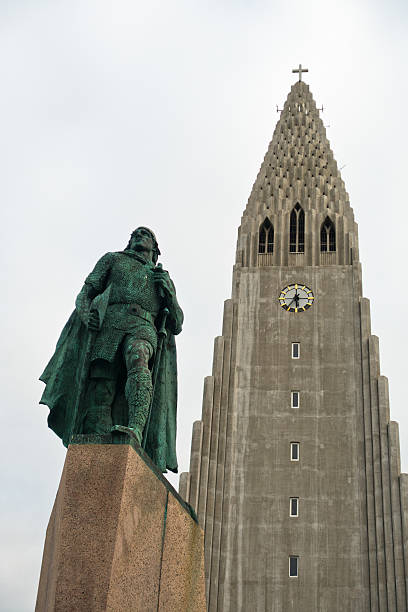 istock Hallgrimskirkja, Reykjavik cathedral and Leifr Eiricsson monument 496213176