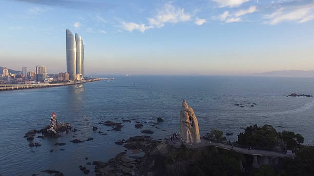 China Fujian Xiamen landmarks aerial for shooting stock photo