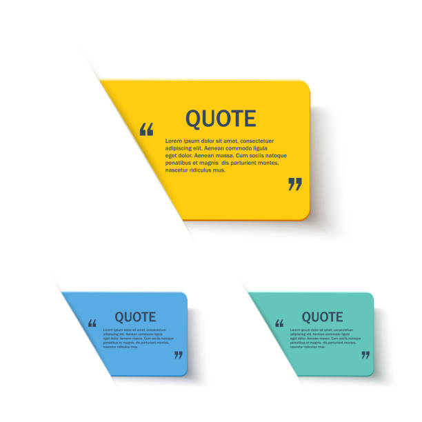 Quote forms set on paper banner Quote forms color set on paper banner with shadow, vector design template label patterns stock illustrations