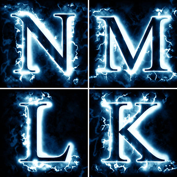 relâmpago letras n m l k - letter n flash - fotografias e filmes do acervo