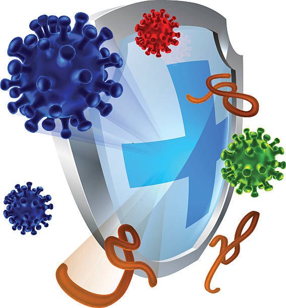 ilustrações, clipart, desenhos animados e ícones de antibacterianas ou proteção contra o vírus - staphylococcus aureus resistente à meticilina