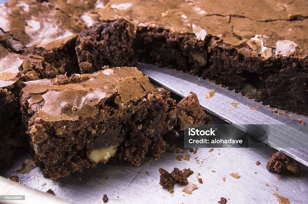Brownies with walnuts A tray of walnut brownies waiting for you to take one. Brownie Stock Photo