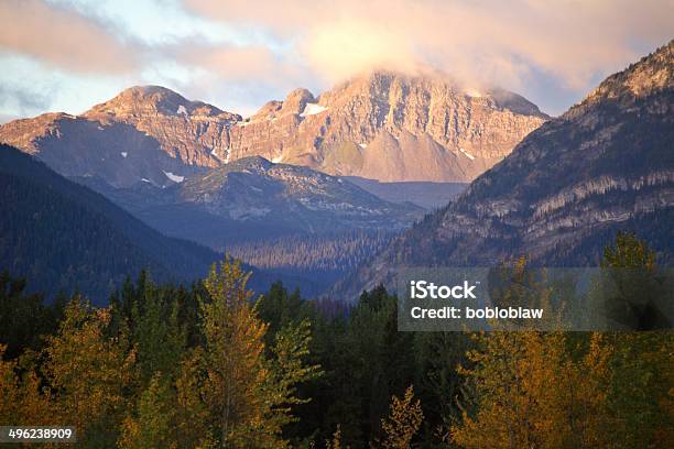 Rocky Mountains Along Pine Pass In Alberta Stock Photo - Download Image Now - Alberta, Autumn, Canada