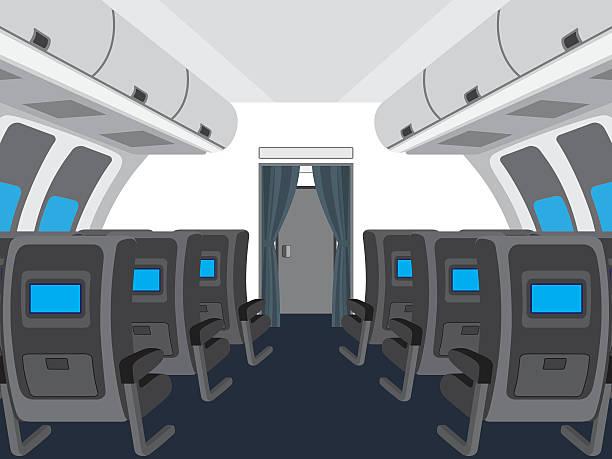 Interior of salon of the plane. Interior of salon of the plane. Illustration, elements for design. airplane interior stock illustrations