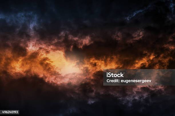 Dark Colorful Stormy Cloudy Sky Background Photo Stock Photo - Download Image Now - Abstract, Black Color, Climate