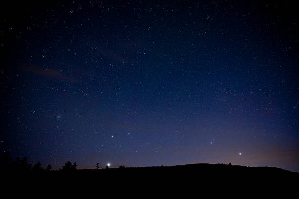 アカディア国立公園、夜の星空 - maine landscape new england forest ストックフォトと画像