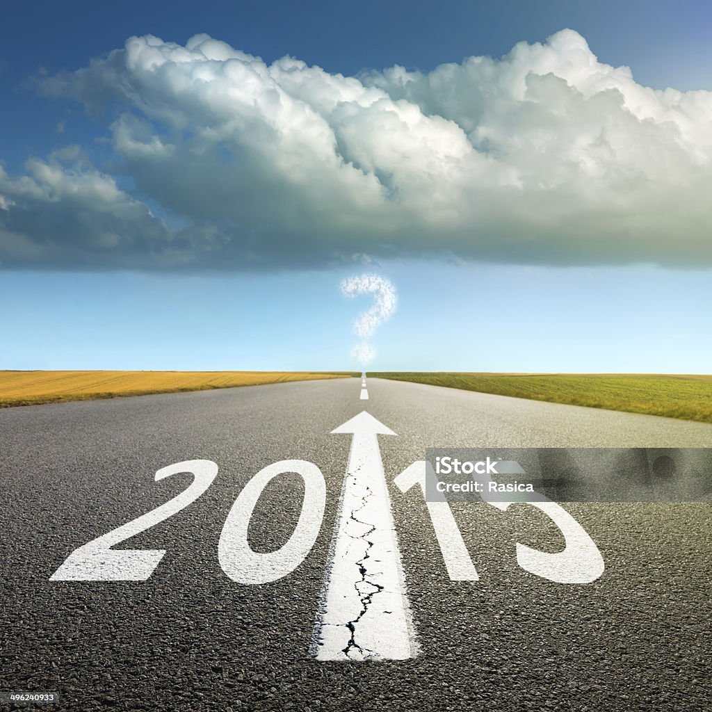 Driving on an empty asphalt road  forward to 2015 Driving on an empty asphalt road  forward to upcoming new year 2015 Stock Photo