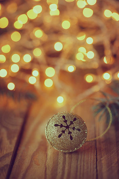 istock Metal Jingle Bell with star . Retro Christmas bac 496241096