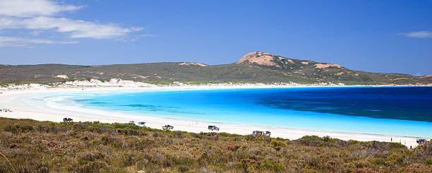 Lucky Bay Cape Le Grand Overlooking Lucky Bay in Cape Le Grand National Park near Esperance Western Australia cape le grand national park stock pictures, royalty-free photos & images