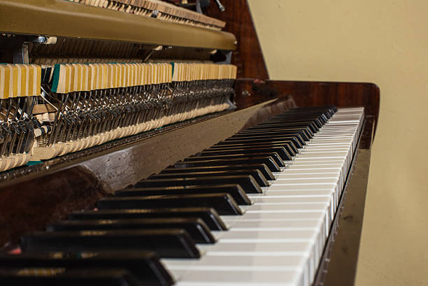 istock Piano keyboard background with selective focus. Warm color toned image 496242150