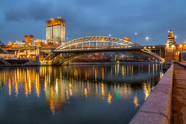 Evening view of the St. Andrew's Bridge stock photo