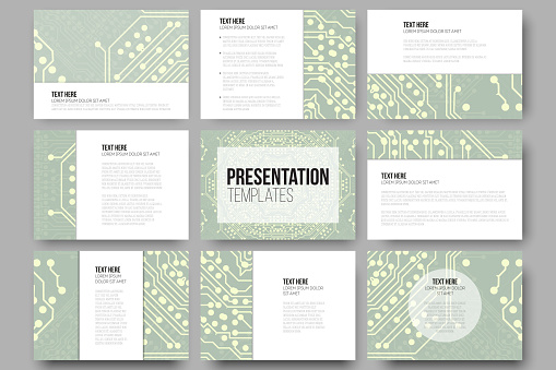 Slides Micro Chip Set Of 9 Templates For Presentation Slides Microchip Backgrounds ...