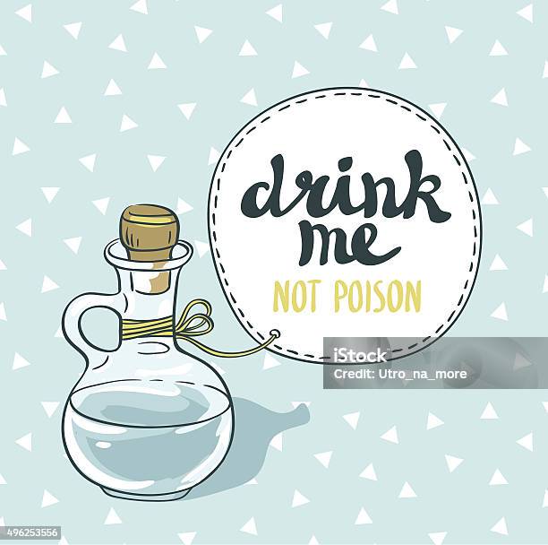 Drink Me Jar Isolated Vector Illustration Stock Illustration - Download Image Now - Alice in Wonderland - Fictional Character, Alcohol - Drink, Bottle