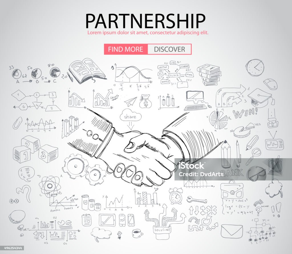 Partnership Design/layout Partnership Concept With Doodle Design Style Stock Illustration ...