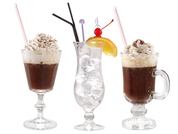istock set of coffee and alcoholic cocktail on a white background 496256340