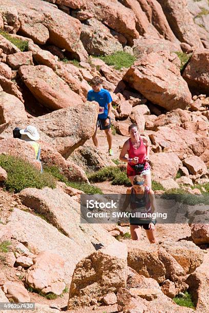 Pikes Peak Marathon And Ascent Stock Photo - Download Image Now - 2015, Adult, Athlete