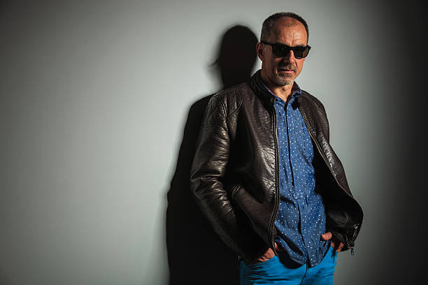 istock side view of a mature casual man in leather jacket 496257944