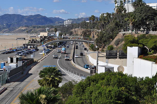 santa monika freeway - santa monica beach santa monica freeway santa monica california zdjęcia i obrazy z banku zdjęć