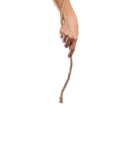 woman's hand holding out the rope a rope