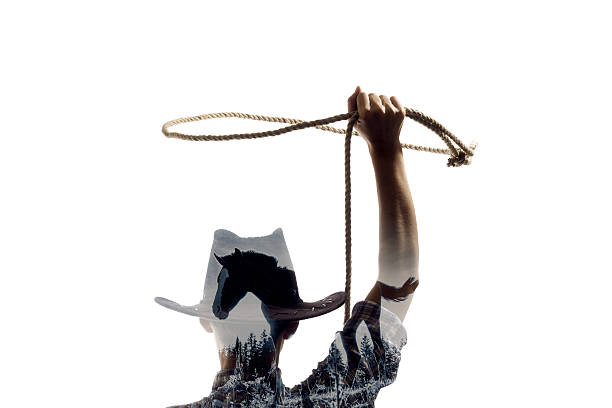 girl with a lasso - animal double exposure bildbanksfoton och bilder