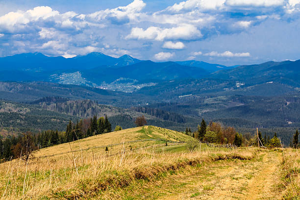 Scenic mountain landscape shot near Hoverla. Carpathian, Ukraine stock photo