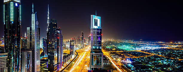 istock Modern Dubai cityscape at twilight, United Arab Emirates 496261442