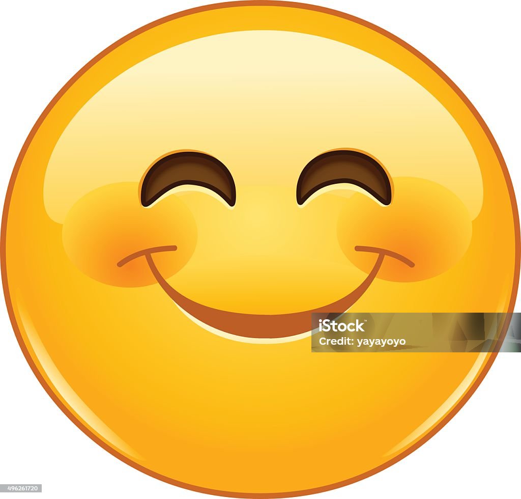 Sorrindo emoticon com sorriso olhos - Vetor de Emoticon royalty-free
