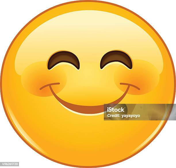 Vetores de Sorrindo Emoticon Com Sorriso Olhos e mais imagens de Emoticon - Emoticon, Rosto humano sorridente, Felicidade