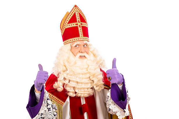 sinterklaas 白背景での幸せ - dutch sinterklaas ストックフォトと画像