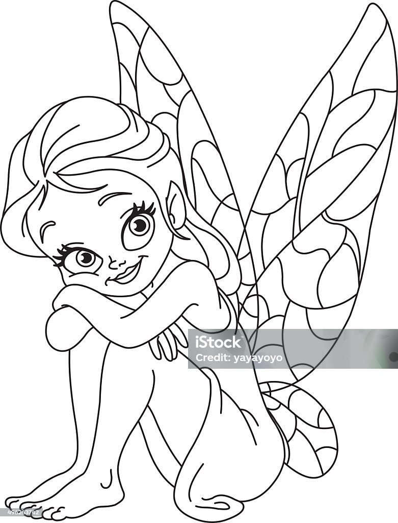 Outlined adorable fairy Outlined illustration of an adorable fairy Fairy stock vector