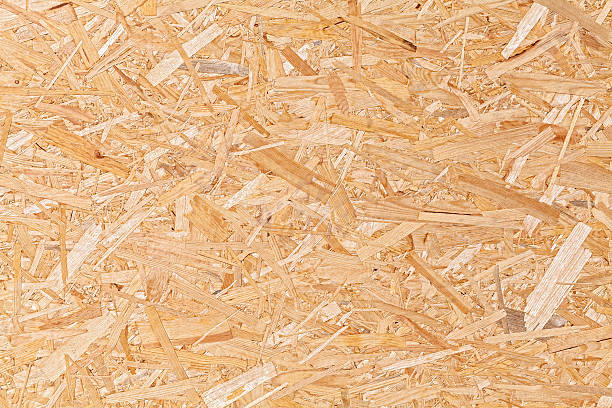 Oriented strand board, fiberboard background of texture. stock photo