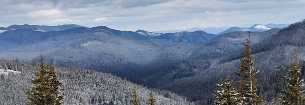 Scenic mountain landscape shot near Hoverla. Carpathian, Ukraine stock photo