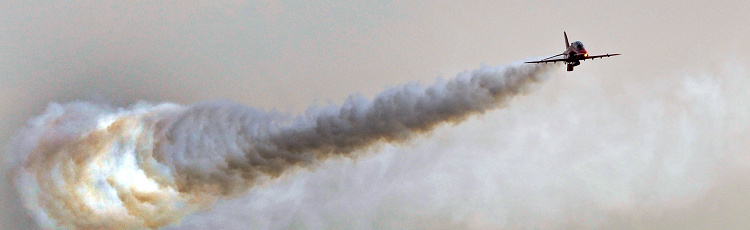 Royal Air Force Red Arrows of RAF Scampton, display over Lincolnshire