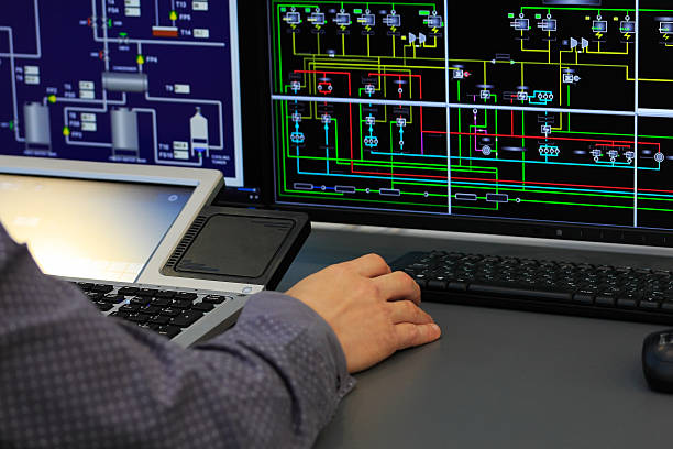 system control room Work place in the system control room. Selective focus. control stock pictures, royalty-free photos & images