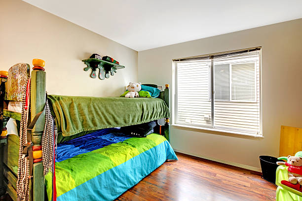 istock Kids room with antique loft bed 496264539