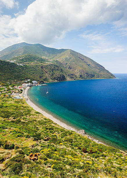 Filicudi island amazing seashore. Filicudi island panoramic view seen from the hill, Aeolian islands, Italy. filicudi stock pictures, royalty-free photos & images