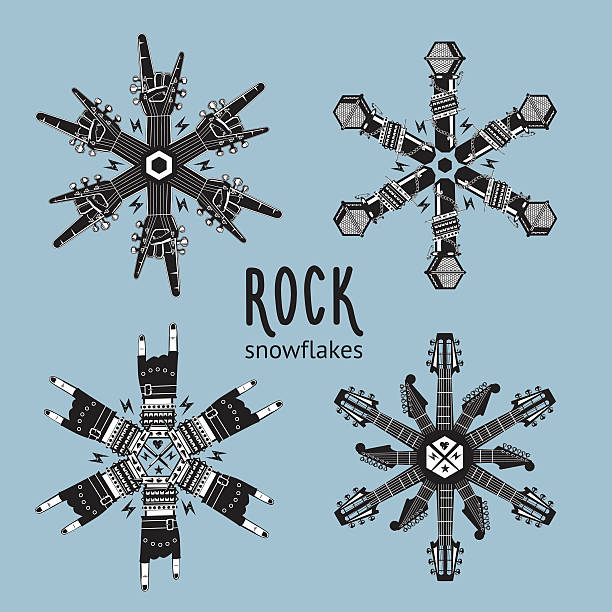 Rock snowflakes set vector art illustration