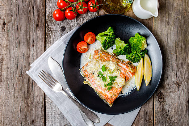 istock Grilled Salmon Steak with Cream sauce 496265312